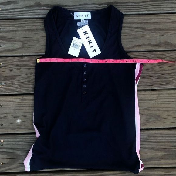 ☀️ KIKIT NWT Knit Navy Tank with Pink and White Stripes Size Medium - Picture 4 of 5